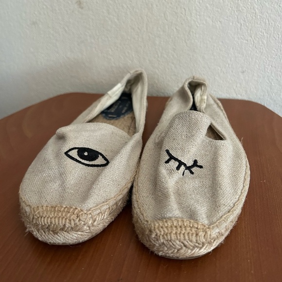 Soludos Women's Jason Polan Wink Espadrilles Cream Cotton Canvas Jute Sz 8 Woven - Picture 11 of 13